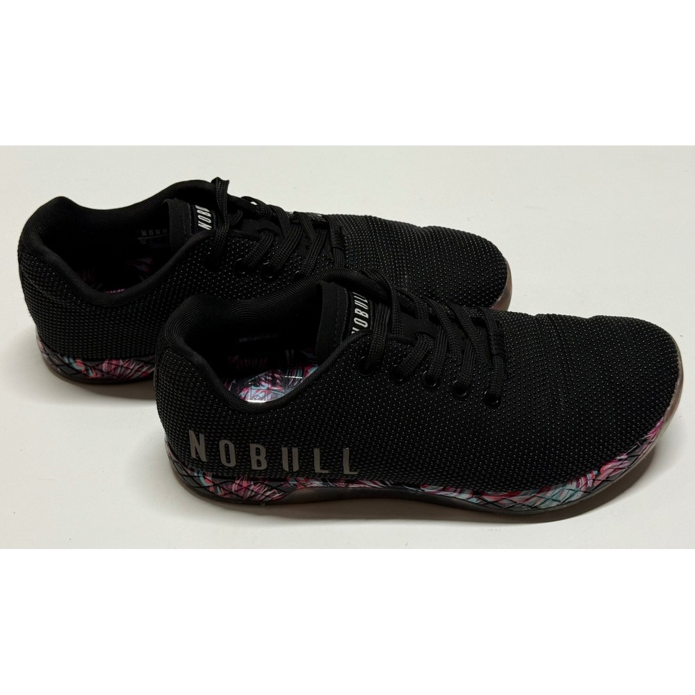 NOBULL Midnight Palm Trainers Black Tropical Floral Print Shoes Womens 9.5